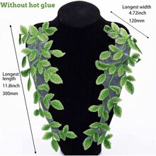 1對清新綠色刺繡蕾絲1對花朵綠色蕾絲貼佈洋裝裝飾蕾絲花朵布貼 - 綠色 - 查看 2