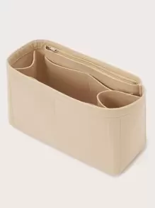 氈布手提包有拉鏈的錢包整理袋，手提袋整理器，背包整理器，學校用品老師禮物，返校老師用品 - 米色 - 查看 7