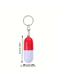 1 pieza cápsula en forma de Caja de pastillas con Llavero , mini portátil de plástico Pastillero con Llavero - Multicolor - Ver 5
