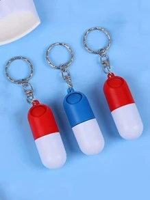 1 pieza cápsula en forma de Caja de pastillas con Llavero , mini portátil de plástico Pastillero con Llavero - Multicolor - Ver 2