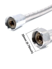 1pc 1.5M Stainless Steel Plumbing Hose, Modern Silver Explosion-proof Shower Hose For Bathroom - Silver - View 2