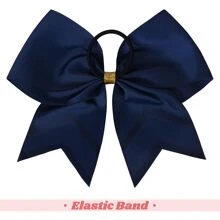16PCS Large Glitter Cheer Bows Shiny 7" Cheer Hair Bows Ponytail Holder Handmade For Cheerleader Girls Softball Sports -Royal Blue/Black - 尼維銀白 - 查看 6