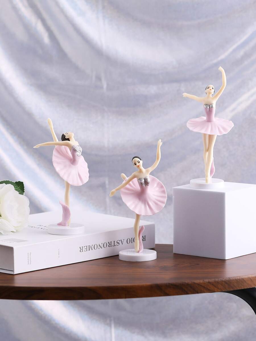 3 件粉色跳舞女孩装饰小雕像，适合桌面最佳礼物 - 彩色 - 查看 1