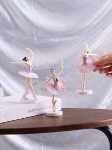 3 件粉色跳舞女孩装饰小雕像，适合桌面最佳礼物 - 彩色 - 查看 2