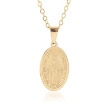 流行時尚處女項鍊 - 金色 - 查看 3