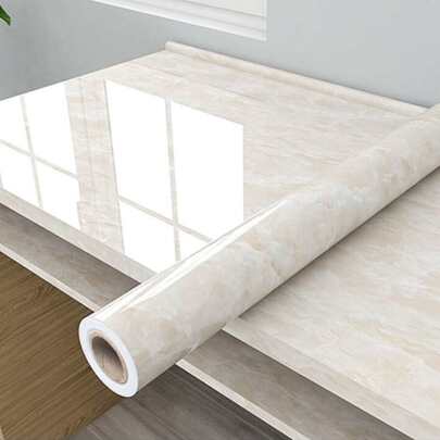 1pc Marble Pattern Waterproof Vinyl Wallpaper, Suitable For Bathroom, Table, Kitchen Cabinets, Self-Adhesive Furniture Decorative Sticker, PVC Material, Removable Wall Panels, Wallpaper, Spring Decor, Renew Your Home, Rama Decorative Sticker, Birthday & Graduation Gift