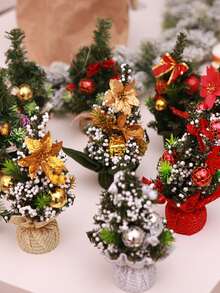 1pc Mini Christmas Tree Desk Decoration For Christmas - Multicolor - View 3