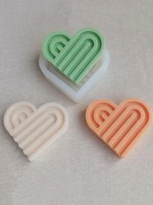 1 件彩虹心形硅胶模具，适用于 DIY 蜡烛、香薰香皂、石膏装饰品和树脂工艺品 - 白色 - 查看 2