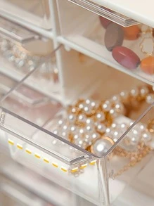 1 件透明紧凑型弹性发带、发夹和珠宝收纳盒，适用于女孩的发饰、项链、耳环、性别揭秘派对，非常适合生日、婚礼、派对，是送给同事、朋友和家人的完美礼物，适合返校 - 白色 - 查看 5