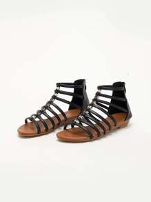 夏天女士防水台跟涼鞋帶厚下裝和中等跟,休閒和多用途女士們鞋 - 黑色 - 查看 1