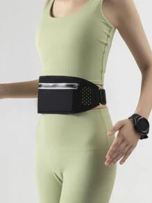 字母圖案聚酰胺拉鍊跑步包 - 黑色 - 查看 5