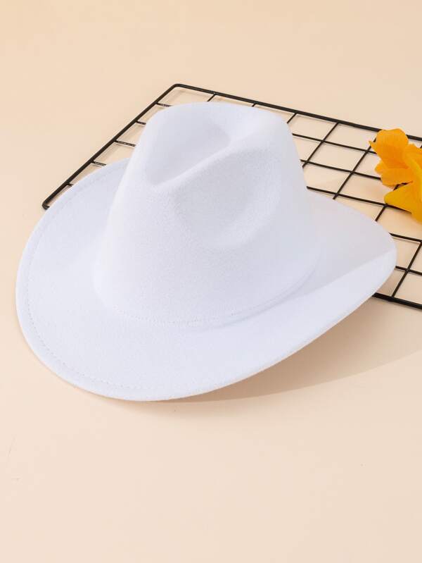 1pc Western Cowboy Hat With Wide Brim For Outdoor Travel, Mountaineering, Gift, Unisex, Solid Color