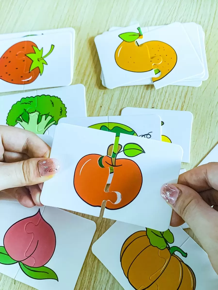 Christmas Decoration 32pcs Montessori Matching Game Cards, Cartoon Puzzle Toys, Colorful Shape Cognition Training Educational Learning Cards - Multicolor - View 1