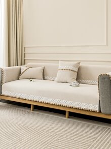 1入組雪尼爾提花工藝通用沙發墊,現代簡約防刮防滑沙發巾,寵物防污客廳沙發套適用於L形沙發和1/2/3/4座位沙發(分別) - 米色 - 查看 4