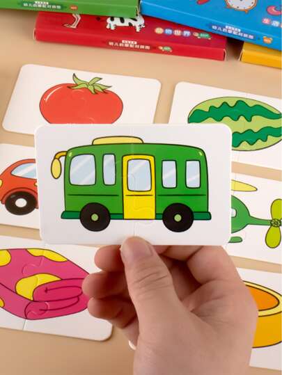 32 件蒙特梭利卡片配对游戏益智玩具卡通拼图游戏彩色形状识别学习闪存卡