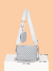 Bộ 2 Túi Đeo Chéo In Chữ, Cao Cấp Và Thời Trang, Túi Nhỏ Đeo Vai Và Đeo Chéo Cho Mẹ, Ví Tiền Xu, Túi Đeo Chéo Màu Trắng Túi Đeo Vai Túi Đeo Bên Túi Vuông Túi Kẻ Sọc Giáng Sinh Túi Mùa Đông Thời Trang Thường Ngày Lễ Tạ Ơn Kèm Ví Tiền Xu Mini Túi Đeo Chéo Mini Box Túi Đeo Chéo Đường Phố Thời Trang Mùa Thu Học Sinh Túi Đeo Hông Du Lịch Đa Năng Di Động Quà Tặng Túi Cổ Điển Ngày Lễ Tình Nhân Đồ Dùng Thiết Yếu Ngày Lễ Hình Dán Quà Tặng Ngày Lễ Tình Nhân Túi Quà Tặng Học Sinh Cổ Điển Gói - Đen và trắng - Xem 2