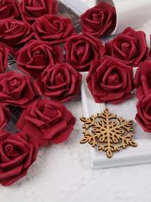 20 bông hoa hồng xốp nhiều màu nhân tạo bó hoa hồng thủ công trang trí nhà tiệc cưới sổ lưu niệm, ngày lễ tình nhân, quà tặng - Màu Đỏ Sâu - Xem 2