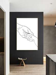 1入組手掌圖案,無框繪畫 - 黑與白 - 查看 2