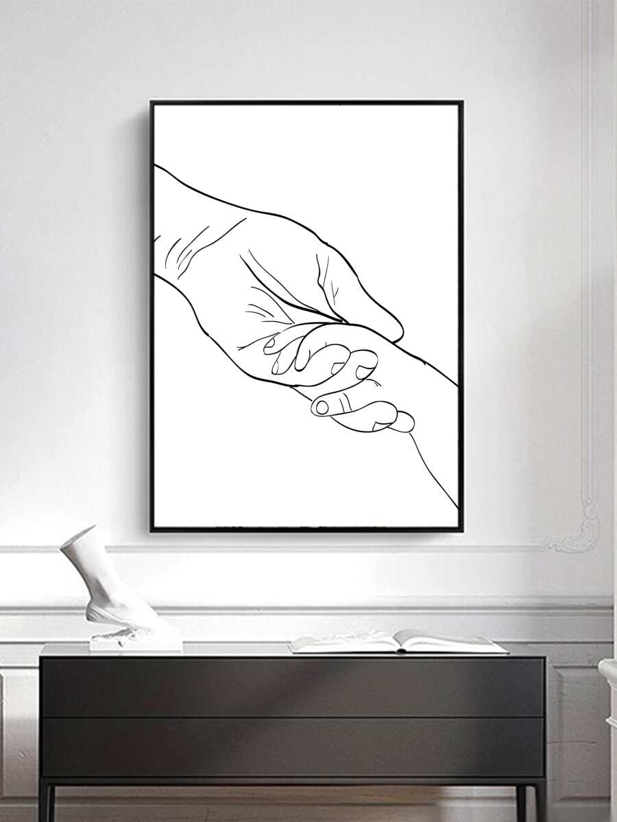 1入組手掌圖案,無框繪畫 - 黑與白 - 查看 1