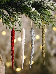 5PCS Christmas-Colored Glitter Plastic Icicles Decorative Pendants, Perfect For Christmas Tree Decoration And Christmas Party Hanging Decorations, Holiday Decorations, Festive Ornaments, Classic Christmas Style, Elegant Holiday Accents, Durable Ornaments, Decorative Ice Decor, Hanging Ornaments, Christmas Shoppers - Red - View 4