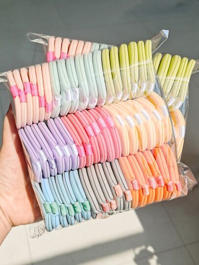 50pcs Double-Sided Dual-Effect Air Cushion Makeup Sponges, Random Color And Shape, Random Printed/Plain Design, Wet And Dry Use, Non-Absorbent, Suitable For All Skin Types