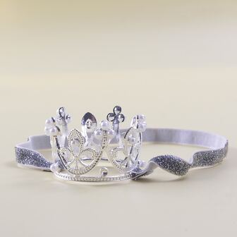 1入組金/銀皇冠孩子們髮箍適合女孩,彈性頭飾,生日頭巾