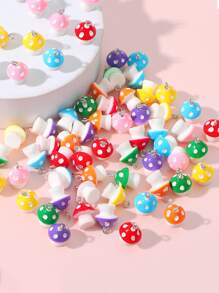 6入組（隨機顏色）可愛蘑菇造型珠子，適用於DIY手鍊、項鍊和耳環 - 樹脂蘑菇 - 查看 12