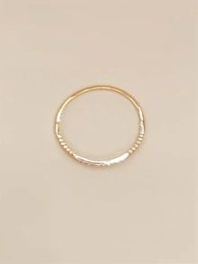 1pc Minimalist Zirconia Gold-Tone Bangle Bracelet, Gift For Women - Yellow Gold - View 3