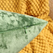 1入組柔軟天鵝絨&冰花有圖案的純的顏色枕套適用於沙發,18x18英寸,綠色 - 綠色 - 查看 6
