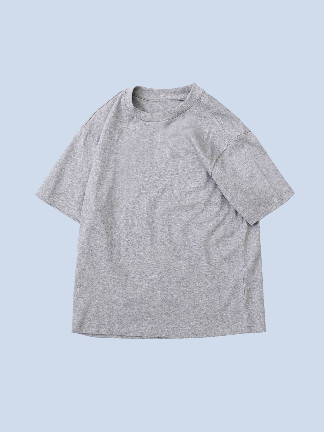 男孩素色圓領T恤 - 灰色 - 查看 1