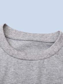 男孩素色圓領T恤 - 灰色 - 查看 3