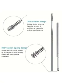 Innovative Spring Ear Wax Cleaner Tool Set, 6pcs Stainless Steel Ear Pick Set With Storage Box, Clean Ears Deeply Relieve Itching, Portable Ear Scoop Set, Ear Canal Cleaning Tool Set, Ear Picking Tool Set, Gifts For Grandparents, Living Room Home Bedroom Bathroom House Decor, Travel Stuff, Wedding, Party, Birthday, Gifts For Men Mom Dad Friends, New Years, Accessories, Funny Gift - Pink - View 2