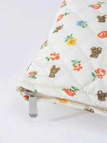 化妝包，熊花旅行化妝包，大容量旅行化妝品收納袋，化妝品收納盒 - 白色 - 查看 6