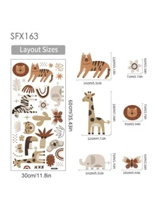 1入組非洲野生動物嬰兒房牆貼猴子獅子大象森林動物牆貼即剝即貼卡通水彩畫兒童房牆貼家居不透明牆藝術貼花