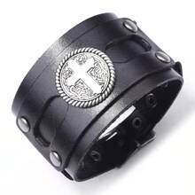 incrociato largo Braccialetti - medievale stile polsino Braccialetto - Cintura di metallo con fibbia Braccialetti per uomo punk alla moda Gioielli regalo per uomo popolare