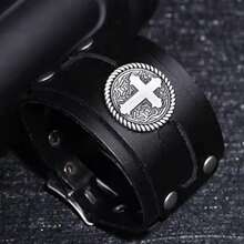 incrociato largo Braccialetti - medievale stile polsino Braccialetto - Cintura di metallo con fibbia Braccialetti per uomo punk alla moda Gioielli regalo per uomo popolare