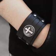 incrociato largo Braccialetti - medievale stile polsino Braccialetto - Cintura di metallo con fibbia Braccialetti per uomo punk alla moda Gioielli regalo per uomo popolare