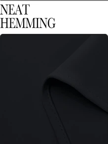 1pc Black Faux Silk Window Curtain - Black - View 3