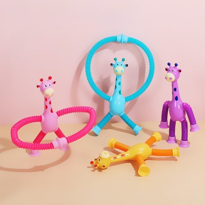 1pc Random Color Creative Giraffe Stretchable Tube Unboxing Toy