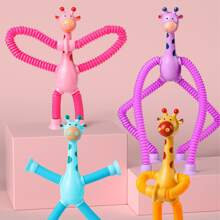 1pc Random Color Creative Giraffe Stretchable Tube Unboxing Toy
