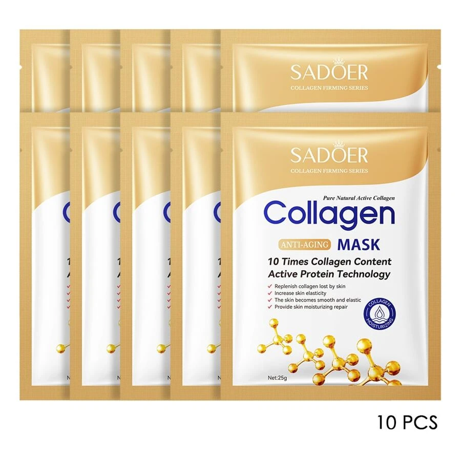 SADOER 抗皺紋面部貼布,10入組深滋養臉部床單適用於日常使用 - 白色 - 查看 1