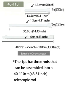 1pc Adjustable Multipurpose Wardrobe Clothes Rod  Decorations   Autumn Decor Festival Decor Room Decor Home Decor Fall Decor Bedroom Decor - White - View 6