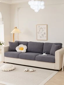 1入組提花通用防滑沙發墊套，現代簡約風格防寵物彈力沙發套，防刮素色沙發套適用於L形沙發和1/2/3/4座沙發單獨出售 - 深灰色 - 查看 4