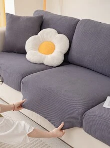 1入組提花通用防滑沙發墊套，現代簡約風格防寵物彈力沙發套，防刮素色沙發套適用於L形沙發和1/2/3/4座沙發單獨出售 - 深灰色 - 查看 6