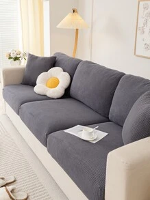 1入組提花通用防滑沙發墊套，現代簡約風格防寵物彈力沙發套，防刮素色沙發套適用於L形沙發和1/2/3/4座沙發單獨出售 - 深灰色 - 查看 5