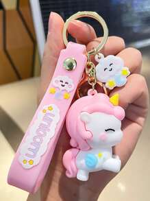 1pc Women's Cartoon Unicorn Pendant Cute Keychain Car Accessories Bag Charm School Goth Y2k - Pink - View 2