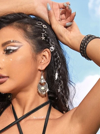 22pcs Gold-tone Mixed Pattern Hair Rings Set For Women & Girls, Adjustable Braids Hair Accessories