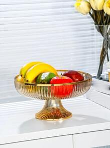 1pc Golden Round Tray With Handle, Home Storage Tray,Kitchen,Christmas Gift - Gold - View 4