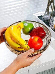 1pc Golden Round Tray With Handle, Home Storage Tray,Kitchen,Christmas Gift - Gold - View 7