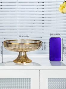 1pc Golden Round Tray With Handle, Home Storage Tray,Kitchen,Christmas Gift - Gold - View 3